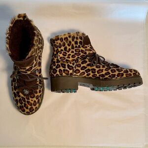 Diavolezza ladies leopard animal print winter boots size 8